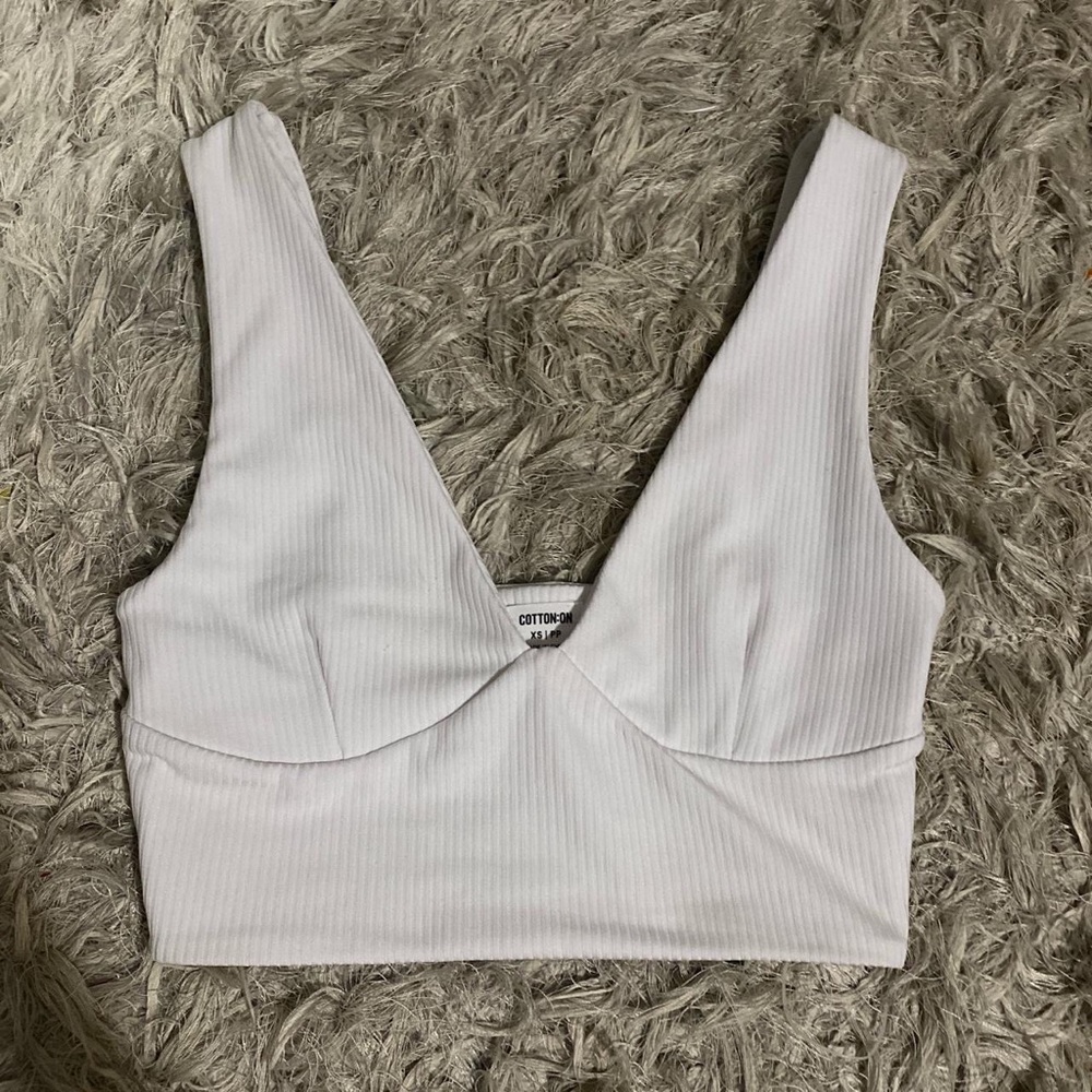 Cotton on white ribbed crop top
